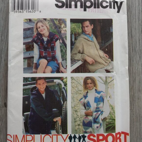 Vintage 90s Jacket Vest Sewing Pattern Size XS-M Unisex Simplicity 9066 - Picture 2 of 11